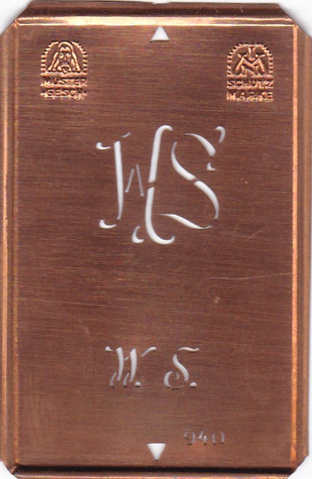 WS - Alte Monogramm Schablone zum Sticken