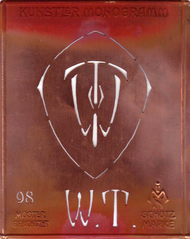WT - Besondere Jugendstil Monogrammschablone