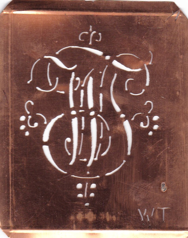 WT - Hübsche alte verschnörkelte Monogrammschablone