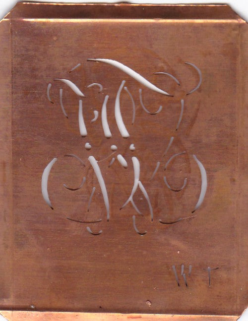 WT - Uralte Monogramm Schablone zum Sticken