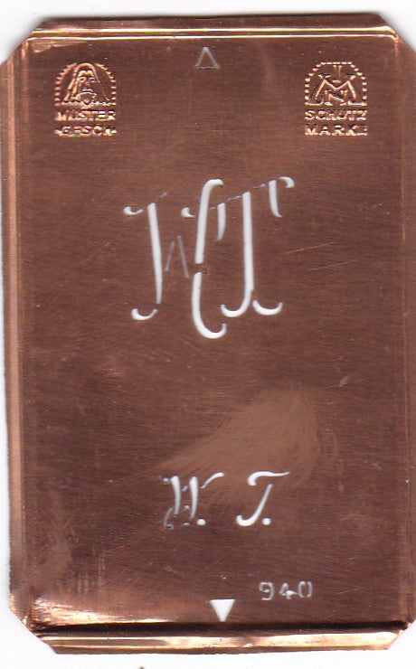 WT - Alte Monogramm Schablone nicht nur zum Sticken