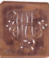WU - Alte Schablone aus Kupferblech mit klassischem verschlungenem Monogramm 
