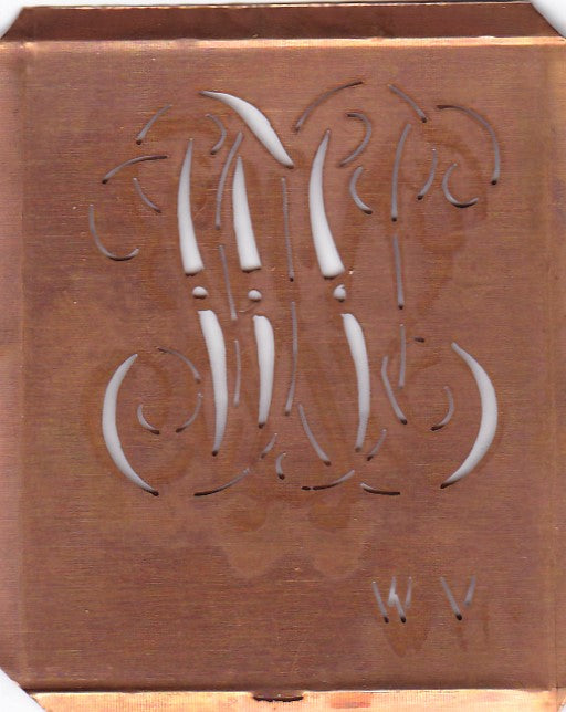 WV - Uralte Monogramm Schablone zum Sticken