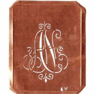 AN - Schöne alte, verschlungene Monogramm Schablone