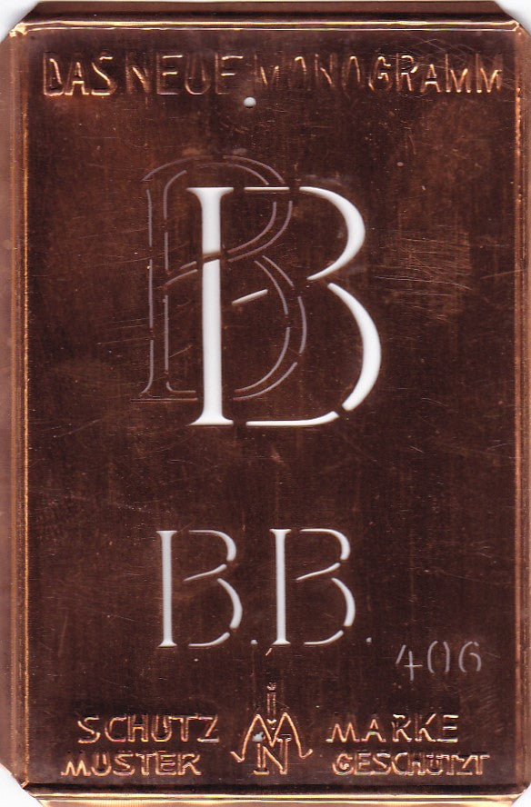 BB - Alte Jugendstil Monogrammschablone