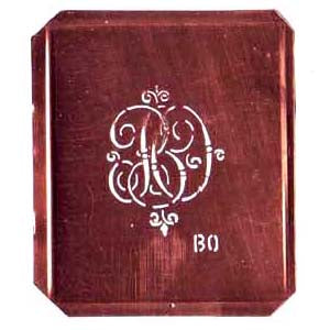 BO - Kupferschablone mit kleinem verschlungenem Monogramm