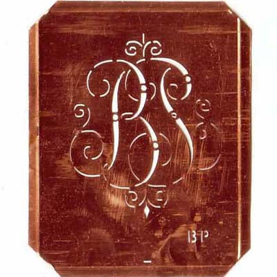 BP - Schöne alte, verschlungene Monogramm Schablone