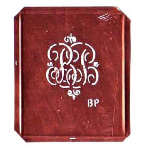 BP - Kupferschablone mit kleinem verschlungenem Monogramm