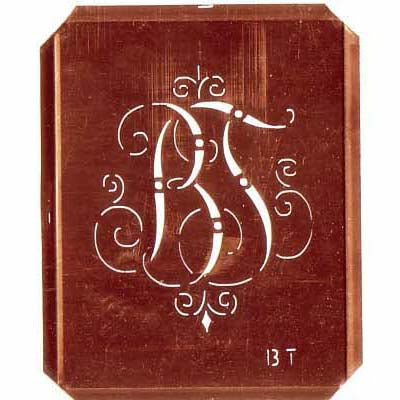 BT - Schöne alte, verschlungene Monogramm Schablone