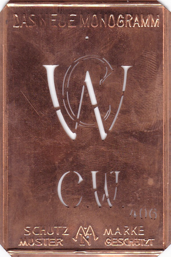 CW - Alte Jugendstil Monogrammschablone