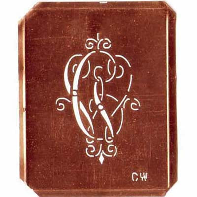 CW - Alte, verschlungene Monogrammschablone