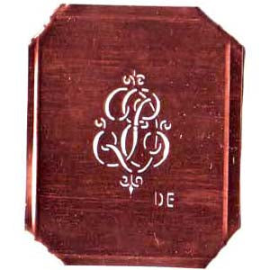 DE - Kupferschablone mit kleinem verschlungenem Monogramm