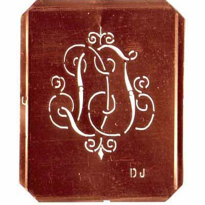 DJ - Alte, verschlungene Monogramm Schablone
