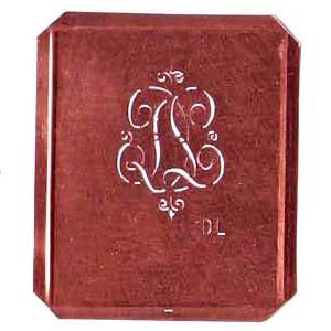 DL - Kupferschablone mit kleinem verschlungenem Monogramm