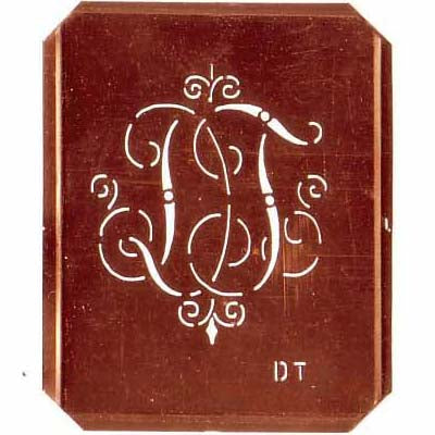 DT - Schöne alte, verschlungene Monogramm Schablone