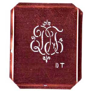DT - Kupferschablone mit kleinem verschlungenem Monogramm
