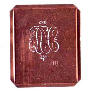 DU - Kupferschablone mit kleinem verschlungenem Monogramm