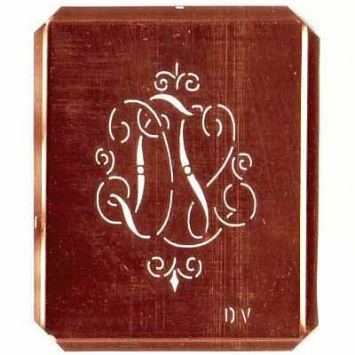 DV - Schöne alte, verschlungene Monogramm Schablone