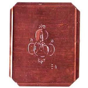 EA - Kupferschablone mit kleinem verschlungenem Monogramm