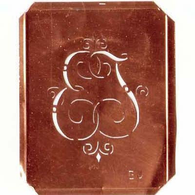 EJ - Alte, verschlungene Monogramm Schablone