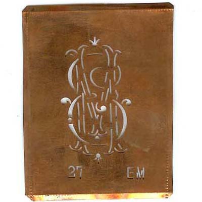 EM - Interessante Monogramm Schablone zum Sticken