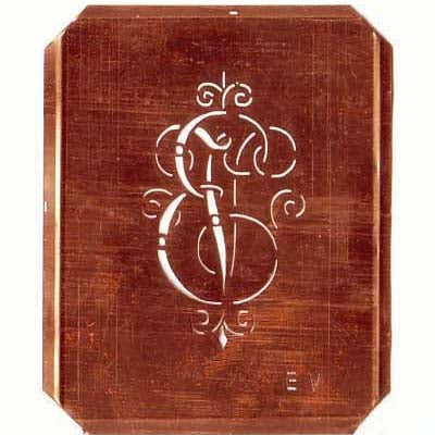 EV - Alte, verschlungene Monogramm Schablone