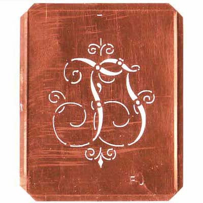 FJ - Alte, verschlungene Monogramm Schablone
