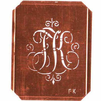 FK - Alte, verschlungene Monogramm Schablone