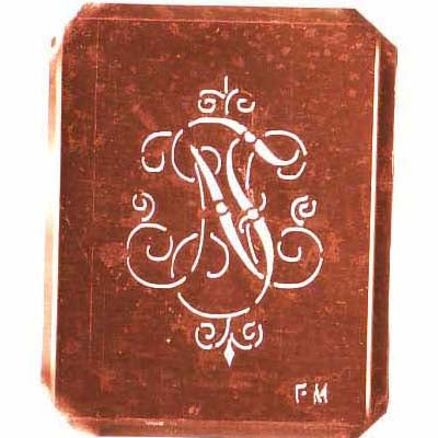 FN - Schöne alte, verschlungene Monogramm Schablone
