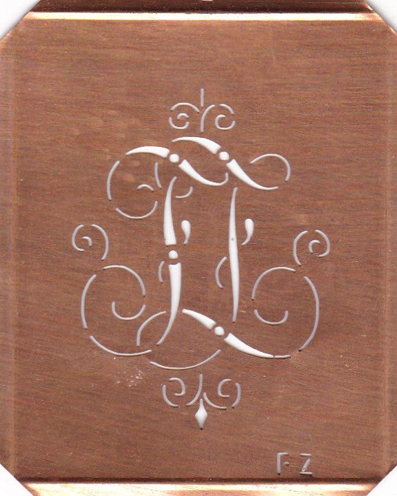 FZ - Schöne alte, verschlungene Monogramm Schablone