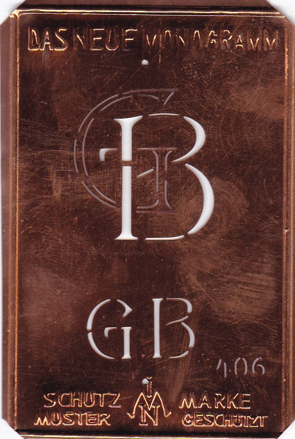 GB - Alte Jugendstil Monogrammschablone