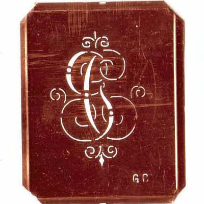 GC - Schöne alte, verschlungene Monogramm Schablone