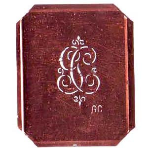 GC - Kupferschablone mit kleinem verschlungenem Monogramm