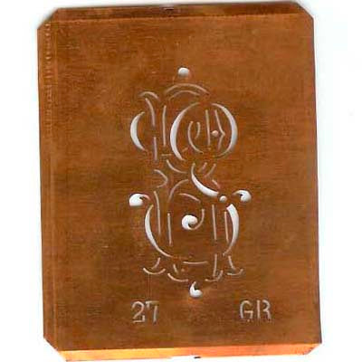 GR - Interessante Monogramm Schablone zum Sticken