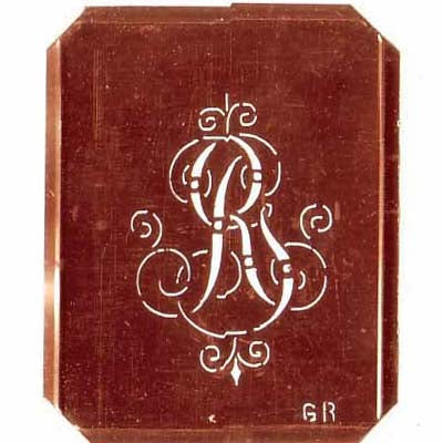 GR - Schöne alte, verschlungene Monogramm Schablone
