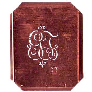 GT - Kupferschablone mit kleinem verschlungenem Monogramm