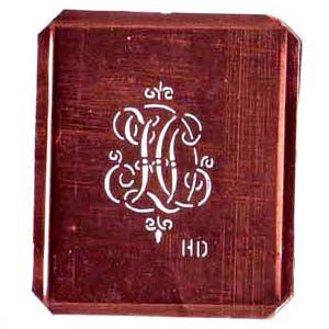 HD - Kupferschablone mit kleinem verschlungenem Monogramm