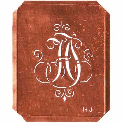 HJ - Schöne alte, verschlungene Monogramm Schablone