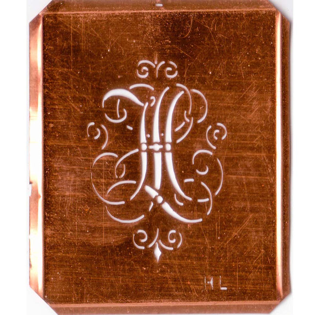 HL - Schöne alte, verschlungene Monogramm Schablone