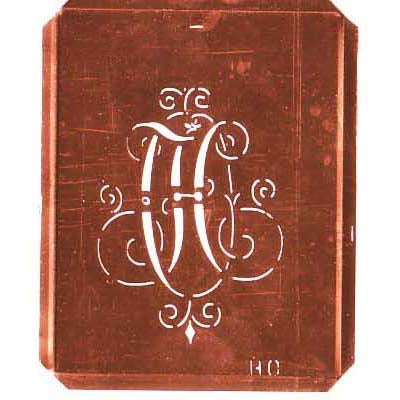 HO - Schöne alte, verschlungene Monogramm Schablone