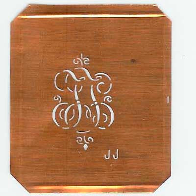JJ - Kupferschablone mit kleinem verschlungenem Monogramm