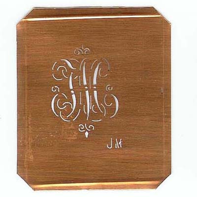 JM - Kupferschablone mit kleinem verschlungenem Monogramm