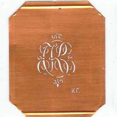 KC - Kupferschablone mit kleinem verschlungenem Monogramm