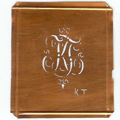 KT - Kupferschablone mit kleinem verschlungenem Monogramm