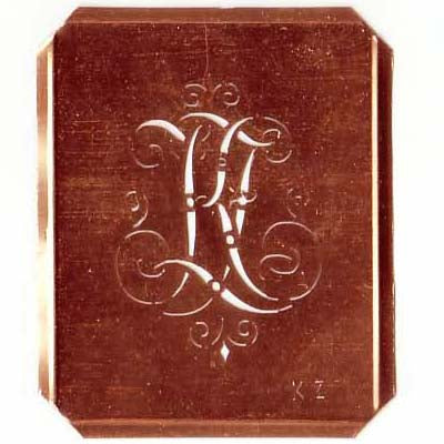 KZ - Schöne alte, verschlungene Monogramm Schablone