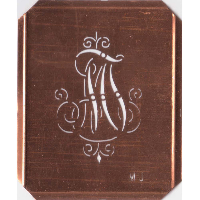 MJ - Alte, verschlungene Monogramm Schablone