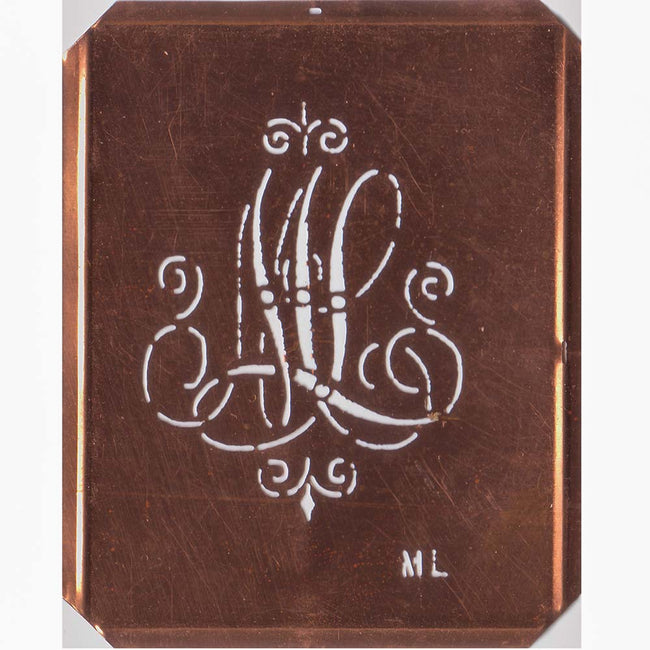 ML - Alte, verschlungene Monogramm Schablone