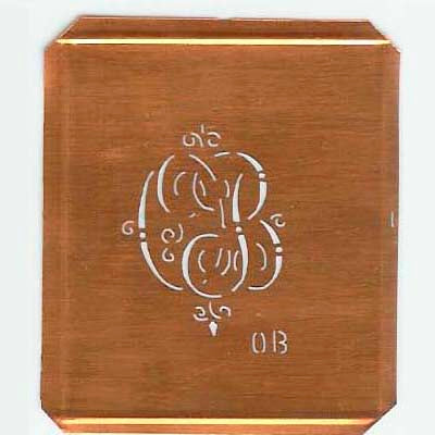 OB - Kupferschablone mit kleinem verschlungenem Monogramm