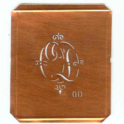 OD - Kupferschablone mit kleinem verschlungenem Monogramm