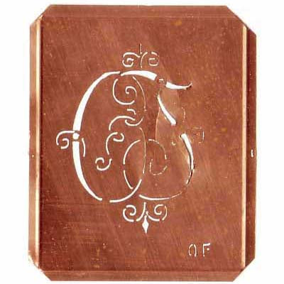 OF - Schöne alte, verschlungene Monogramm Schablone
